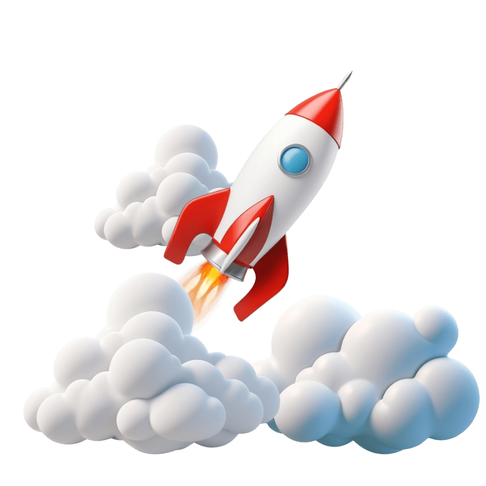 Illustration of a rocket launching a website